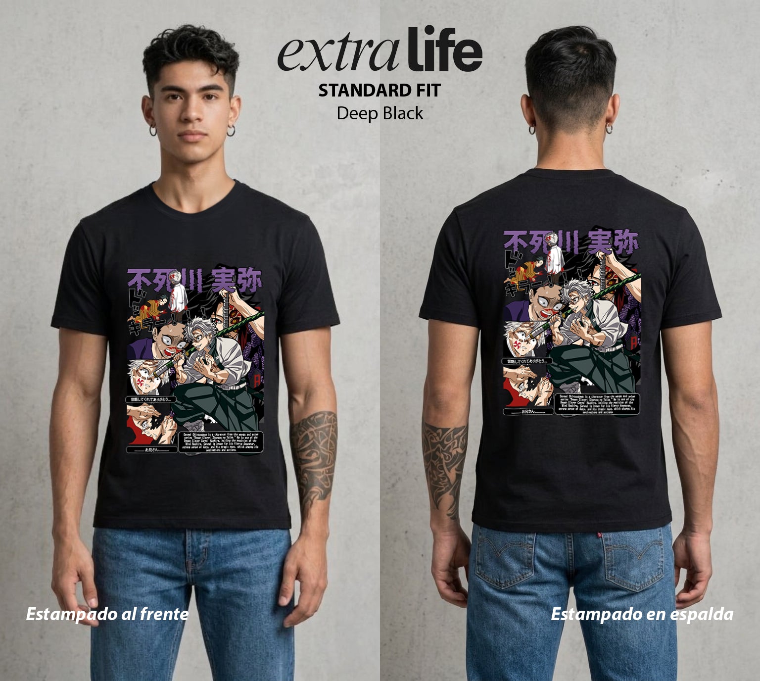 Cazadores de la Noche | El Mas Agresivo del Pilar #01178 - Playera Standard Fit | Deep Black - Foto en modelo