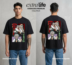 Cazadores de la Noche | Cicatrices y Fuerza #01181 - Playera Oversized Premium | Deep Black - Foto en modelo