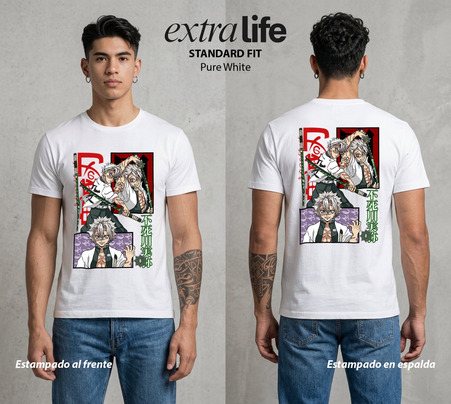 Cazadores de la Noche | Cicatrices y Fuerza #01181 - Playera Standard Fit | Pure White - Foto en modelo