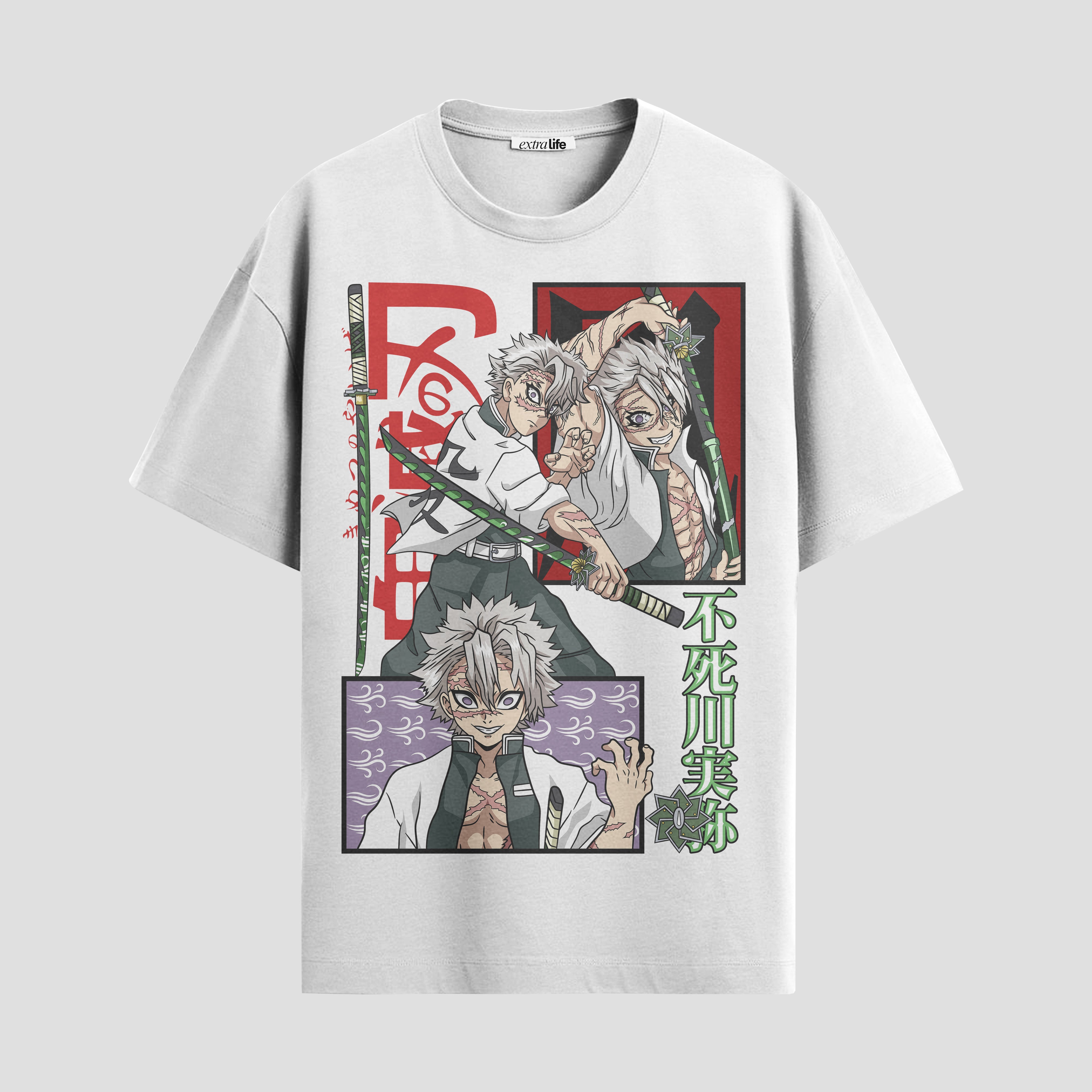 Playera urbana de anime y gaming ExtraLife MX, corte Standard Fit unisex ligero y transpirable en color Deep Black y Pure White, ropa de uso diario para gym y casual.