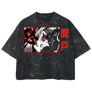 Playera streetwear premium de anime y gaming ExtraLife MX, corte boxy deluxe mineral wash heavyweight en color Acid Wash, moda urbana mexicana de culto.