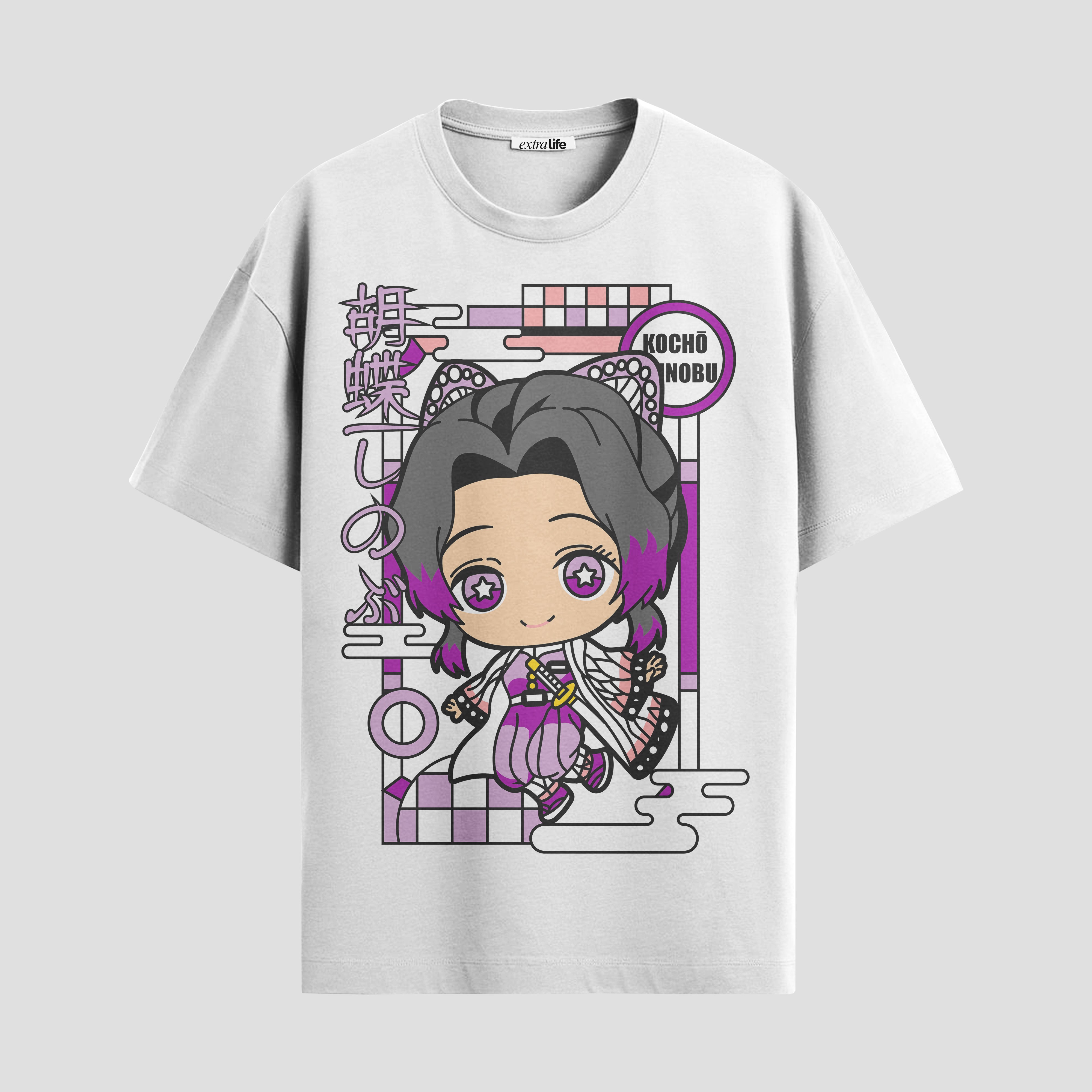 Playera urbana de anime y gaming ExtraLife MX, corte Standard Fit unisex ligero y transpirable en color Deep Black y Pure White, ropa de uso diario para gym y casual.