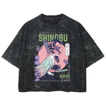 Playera streetwear premium de anime y gaming ExtraLife MX, corte boxy deluxe mineral wash heavyweight en color Acid Wash, moda urbana mexicana de culto.