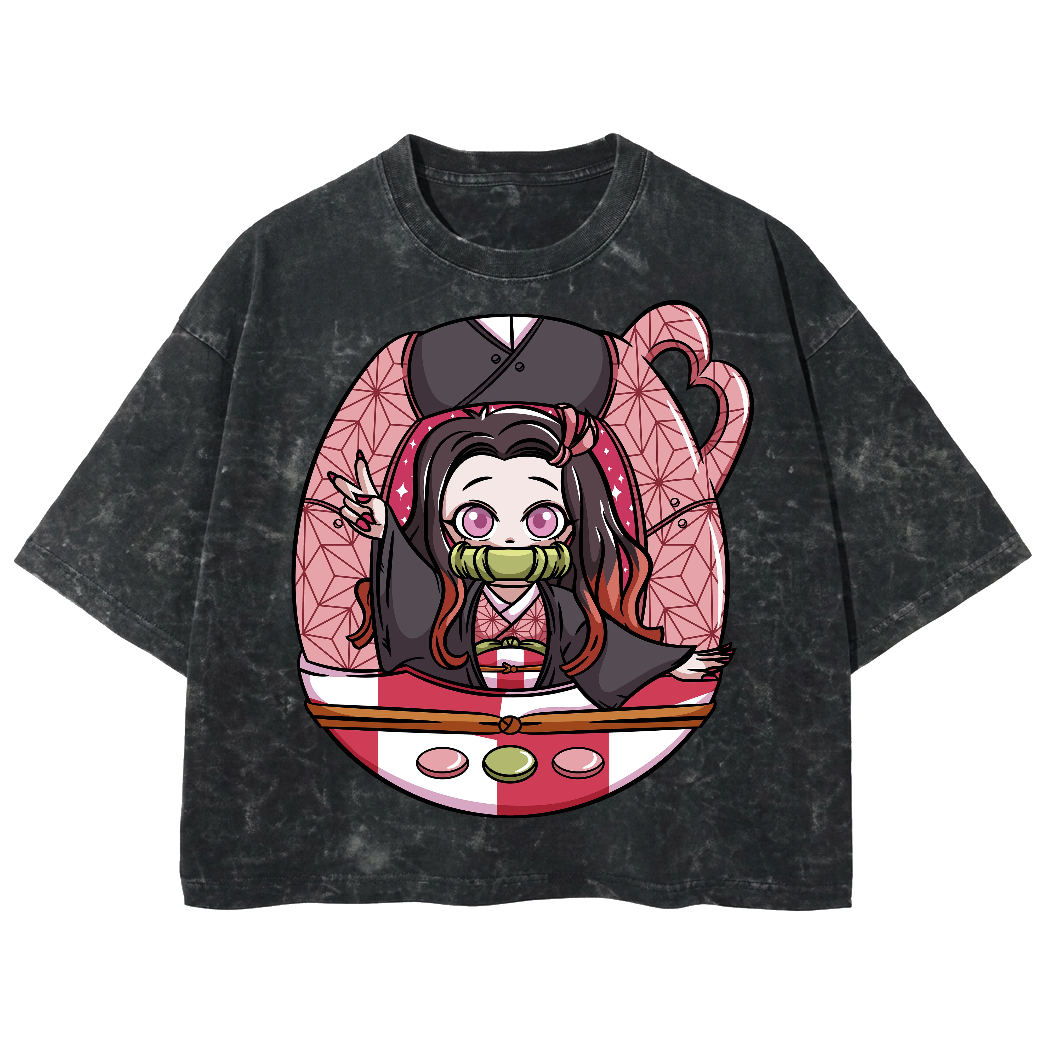Playera streetwear premium de anime y gaming ExtraLife MX, corte boxy deluxe mineral wash heavyweight en color Acid Wash, moda urbana mexicana de culto.