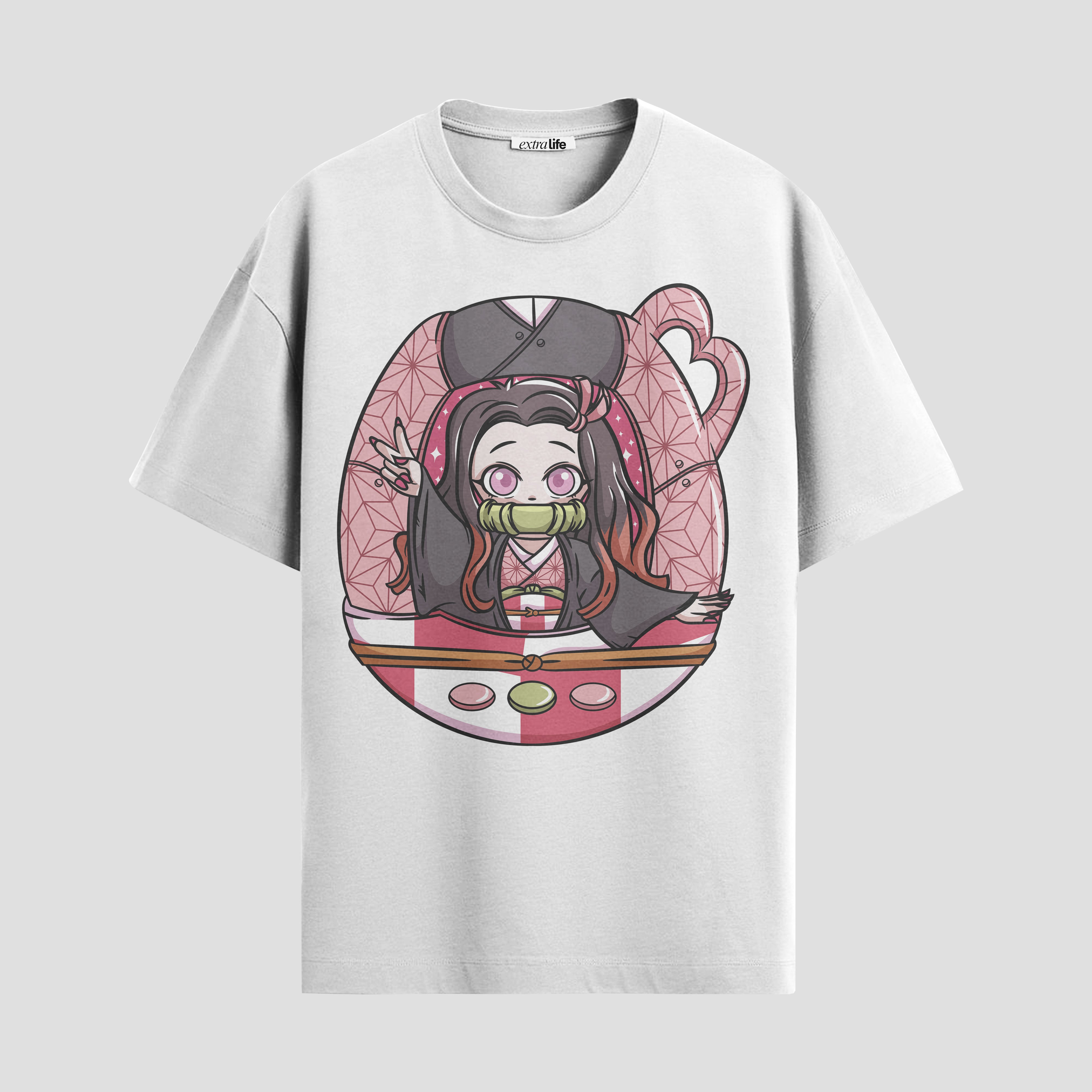 Playera urbana de anime y gaming ExtraLife MX, corte Standard Fit unisex ligero y transpirable en color Deep Black y Pure White, ropa de uso diario para gym y casual.