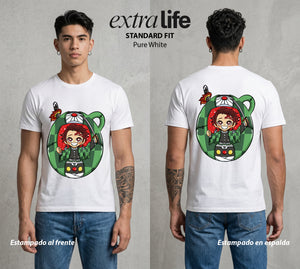 Cazadores de la Noche | El Cazador del Agua Tamagotchi #01197 - Playera Standard Fit | Pure White - Foto en modelo