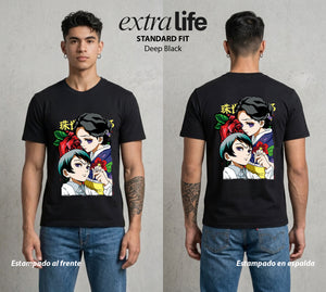 Cazadores de la Noche | Amor y Medicina #01199 - Playera Standard Fit | Deep Black - Foto en modelo