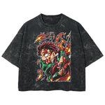 Playera streetwear premium de anime y gaming ExtraLife MX, corte boxy deluxe mineral wash heavyweight en color Acid Wash, moda urbana mexicana de culto.
