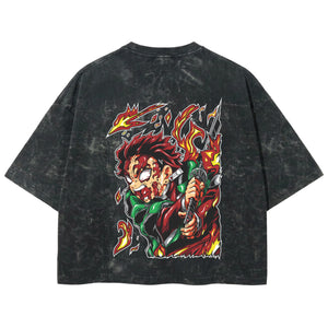 Playera streetwear premium de anime y gaming ExtraLife MX, corte boxy deluxe mineral wash heavyweight en color Acid Wash, moda urbana mexicana de culto.