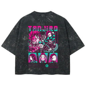 Playera streetwear premium de anime y gaming ExtraLife MX, corte boxy deluxe mineral wash heavyweight en color Acid Wash, moda urbana mexicana de culto.