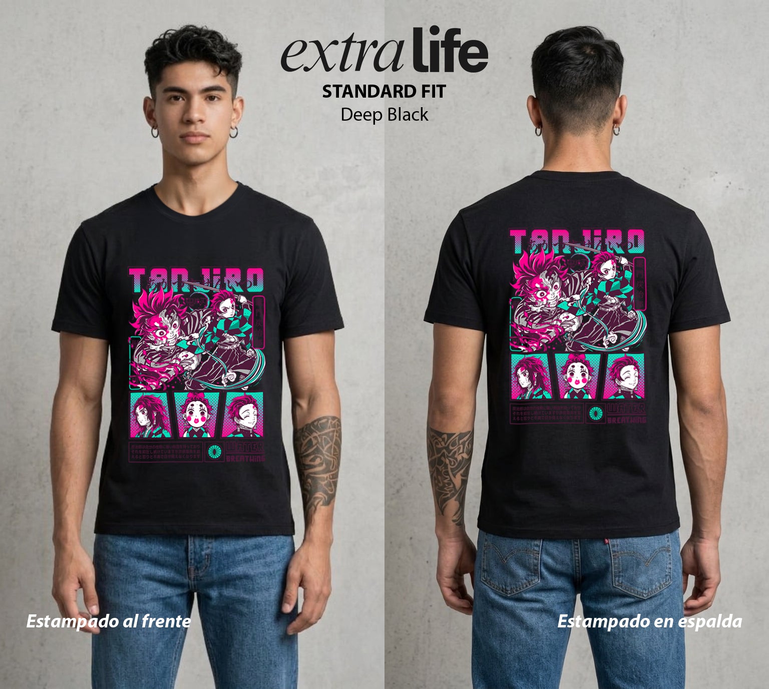 Cazadores de la Noche | Danza del Agua #01201 - Playera Standard Fit | Deep Black - Foto en modelo