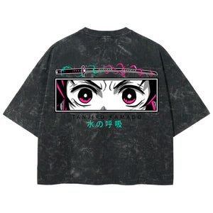Playera streetwear premium de anime y gaming ExtraLife MX, corte boxy deluxe mineral wash heavyweight en color Acid Wash, moda urbana mexicana de culto.
