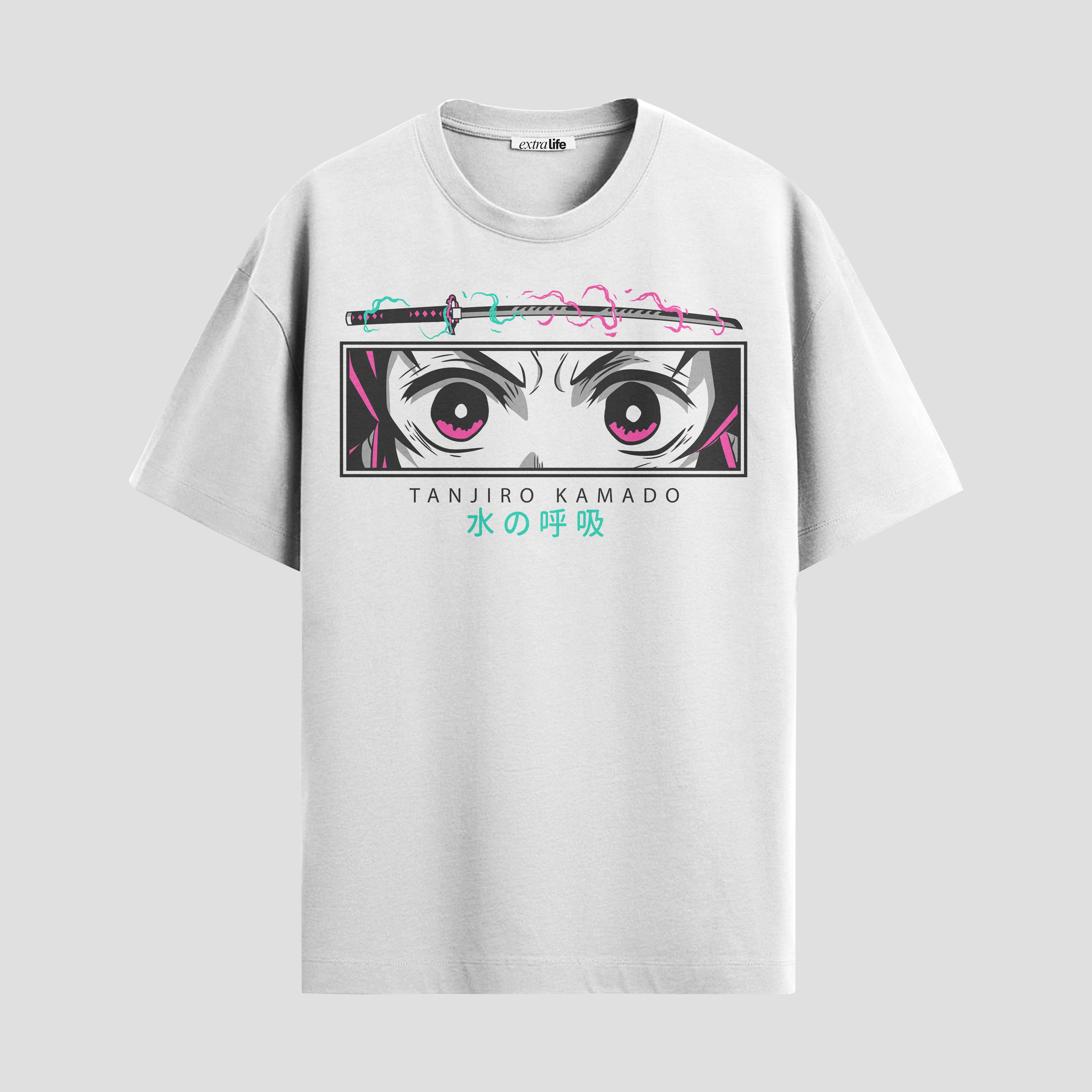Playera urbana de anime y gaming ExtraLife MX, corte Standard Fit unisex ligero y transpirable en color Deep Black y Pure White, ropa de uso diario para gym y casual.