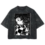 Playera streetwear premium de anime y gaming ExtraLife MX, corte boxy deluxe mineral wash heavyweight en color Acid Wash, moda urbana mexicana de culto.