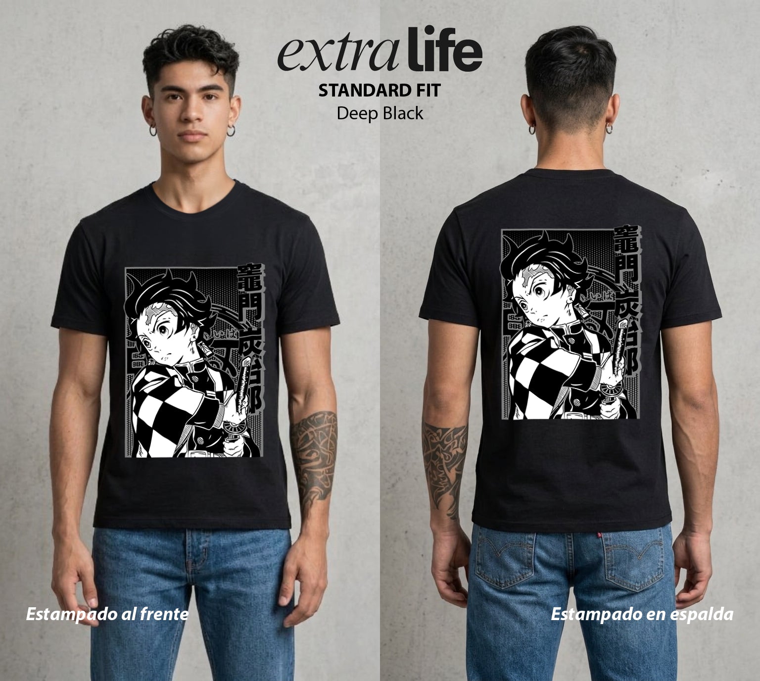 Cazadores de la Noche | El Cazador del Agua #01208 - Playera Standard Fit | Deep Black - Foto en modelo