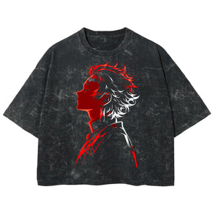 Playera streetwear premium de anime y gaming ExtraLife MX, corte boxy deluxe mineral wash heavyweight en color Acid Wash, moda urbana mexicana de culto.