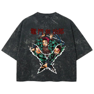 Playera streetwear premium de anime y gaming ExtraLife MX, corte boxy deluxe mineral wash heavyweight en color Acid Wash, moda urbana mexicana de culto.