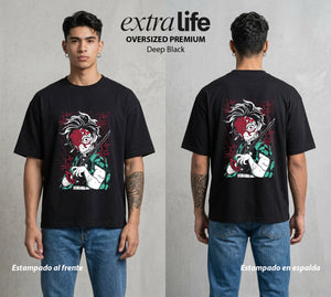 Cazadores de la Noche | El Filo del Agua #01215 - Playera Oversized Premium | Deep Black - Foto en modelo