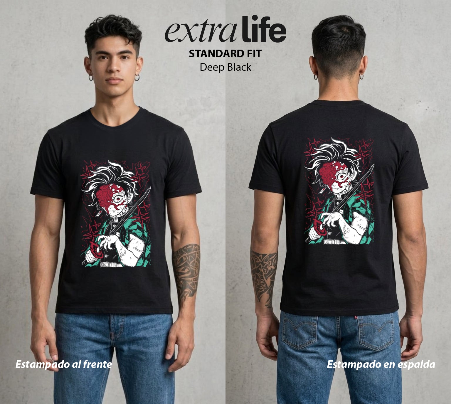 Cazadores de la Noche | El Filo del Agua #01215 - Playera Standard Fit | Deep Black - Foto en modelo