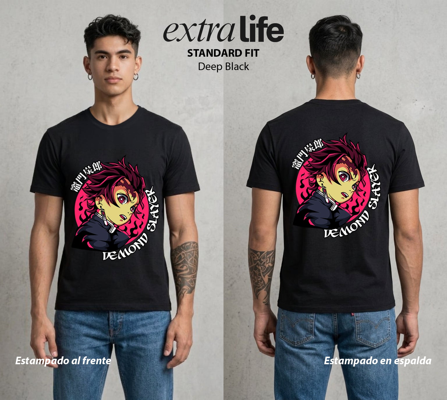 Cazadores de la Noche | El Cazador del Bien #01220 - Playera Standard Fit | Deep Black - Foto en modelo