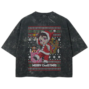 Playera streetwear premium de anime y gaming ExtraLife MX, corte boxy deluxe mineral wash heavyweight en color Acid Wash, moda urbana mexicana de culto.