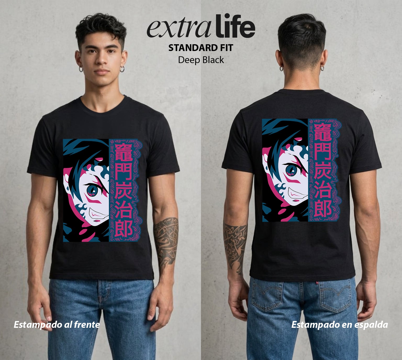 Cazadores de la Noche | Danza del Agua #01223 - Playera Standard Fit | Deep Black - Foto en modelo