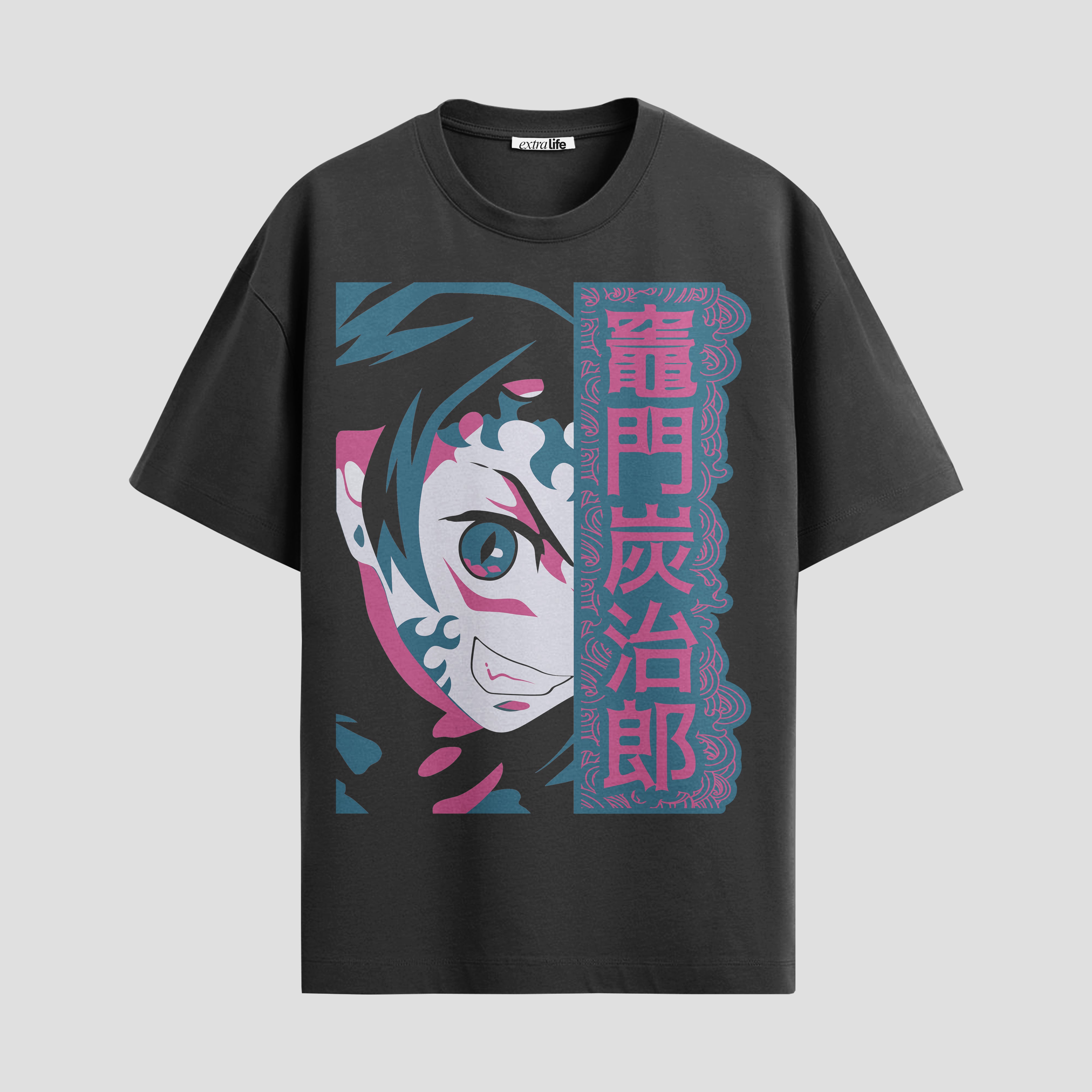 Playera urbana de anime y gaming ExtraLife MX, corte Standard Fit unisex ligero y transpirable en color Deep Black y Pure White, ropa de uso diario para gym y casual.