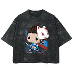 Playera streetwear premium de anime y gaming ExtraLife MX, corte boxy deluxe mineral wash heavyweight en color Acid Wash, moda urbana mexicana de culto.
