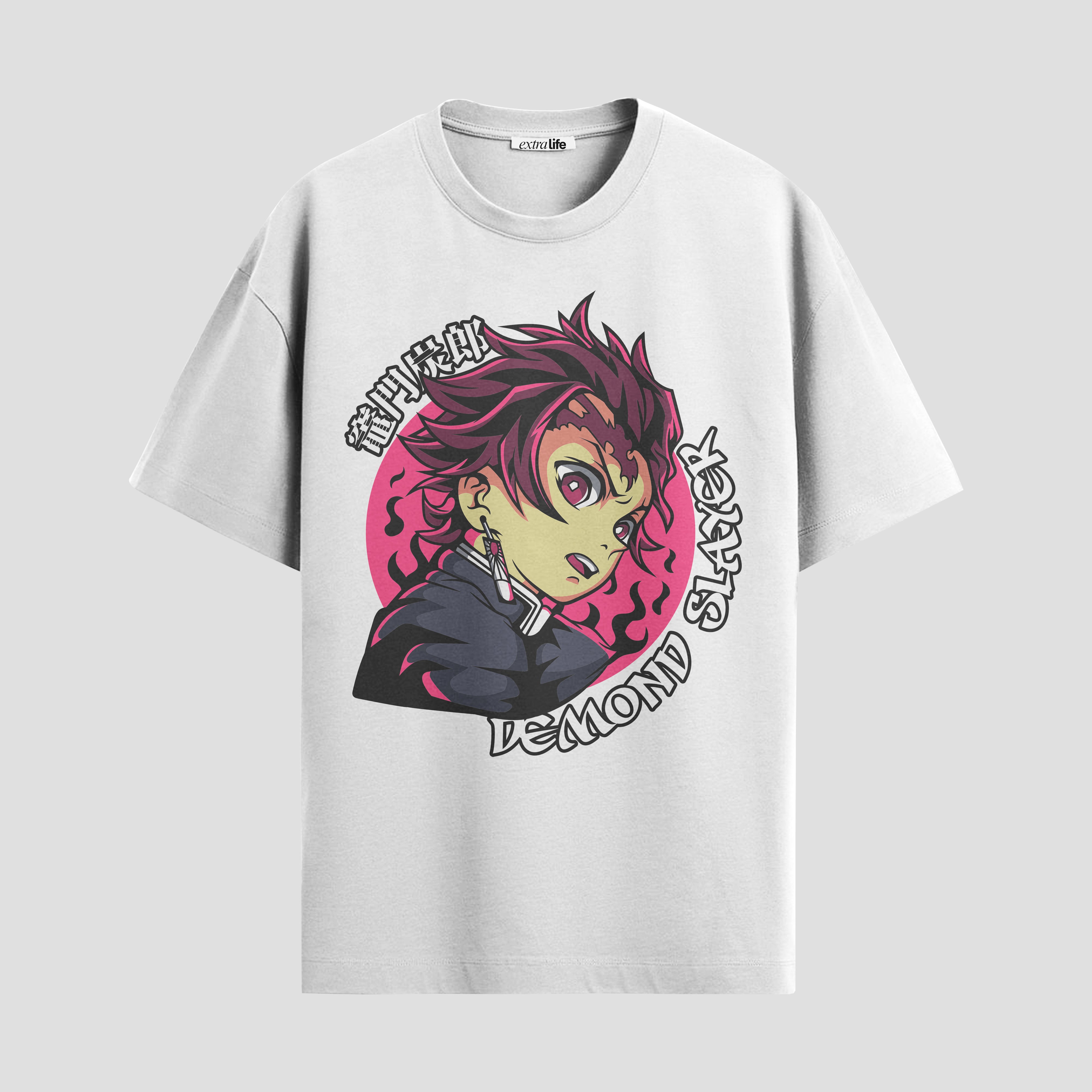 Playera urbana de anime y gaming ExtraLife MX, corte Standard Fit unisex ligero y transpirable en color Deep Black y Pure White, ropa de uso diario para gym y casual.