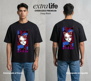 Cazadores de la Noche | El Cazador del Agua con Mascara #01228 - Playera Oversized Premium | Deep Black - Foto en modelo