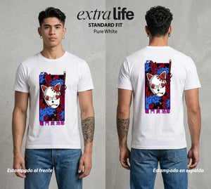 Cazadores de la Noche | El Cazador del Agua con Mascara #01228 - Playera Standard Fit | Pure White - Foto en modelo