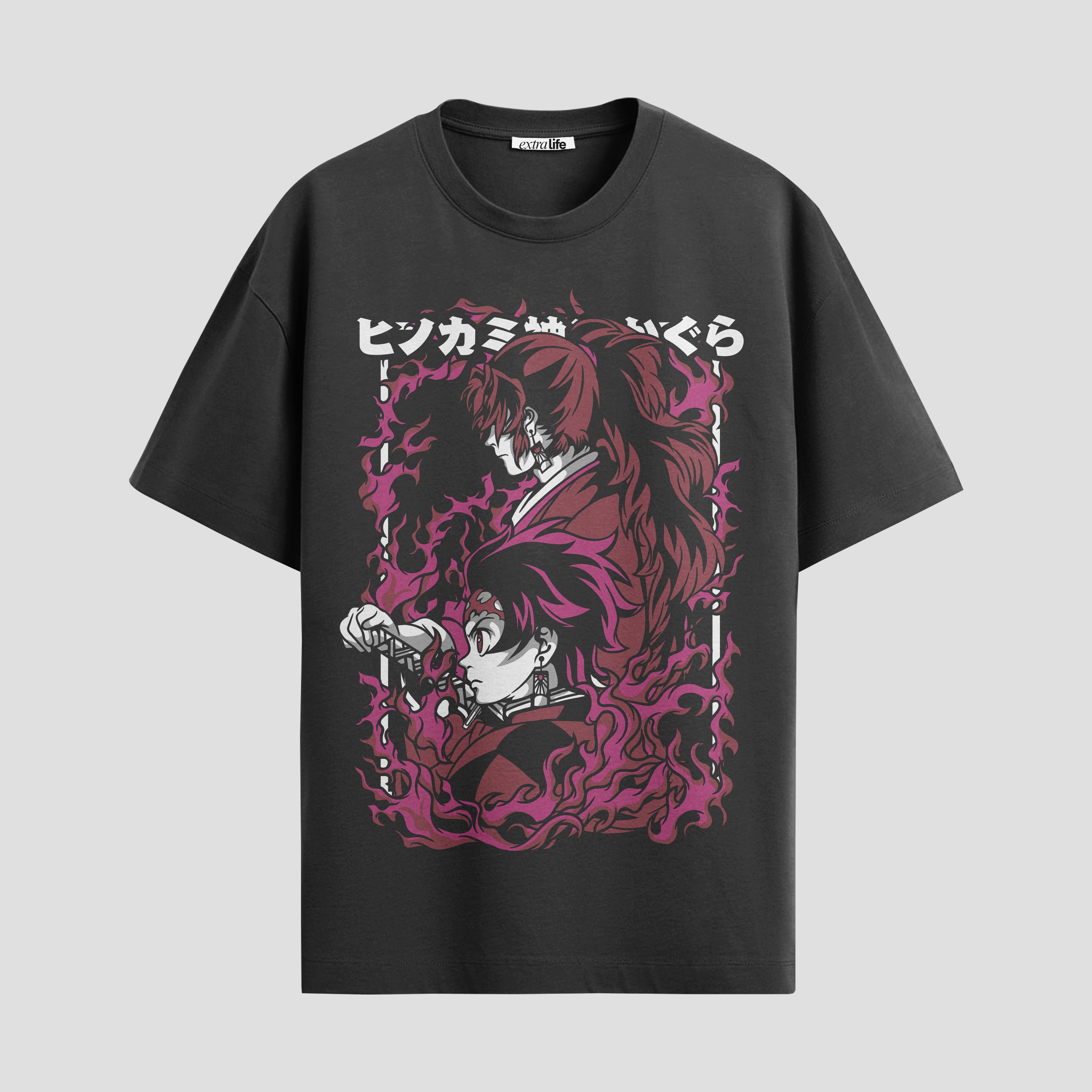 Playera urbana de anime y gaming ExtraLife MX, corte Standard Fit unisex ligero y transpirable en color Deep Black y Pure White, ropa de uso diario para gym y casual.