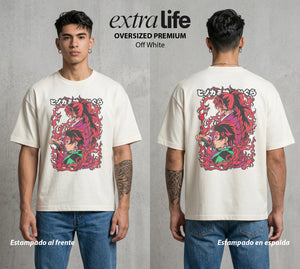 Cazadores de la Noche | La Respiracion del Sol #01235 - Playera Oversized Premium | Off White - Foto en modelo