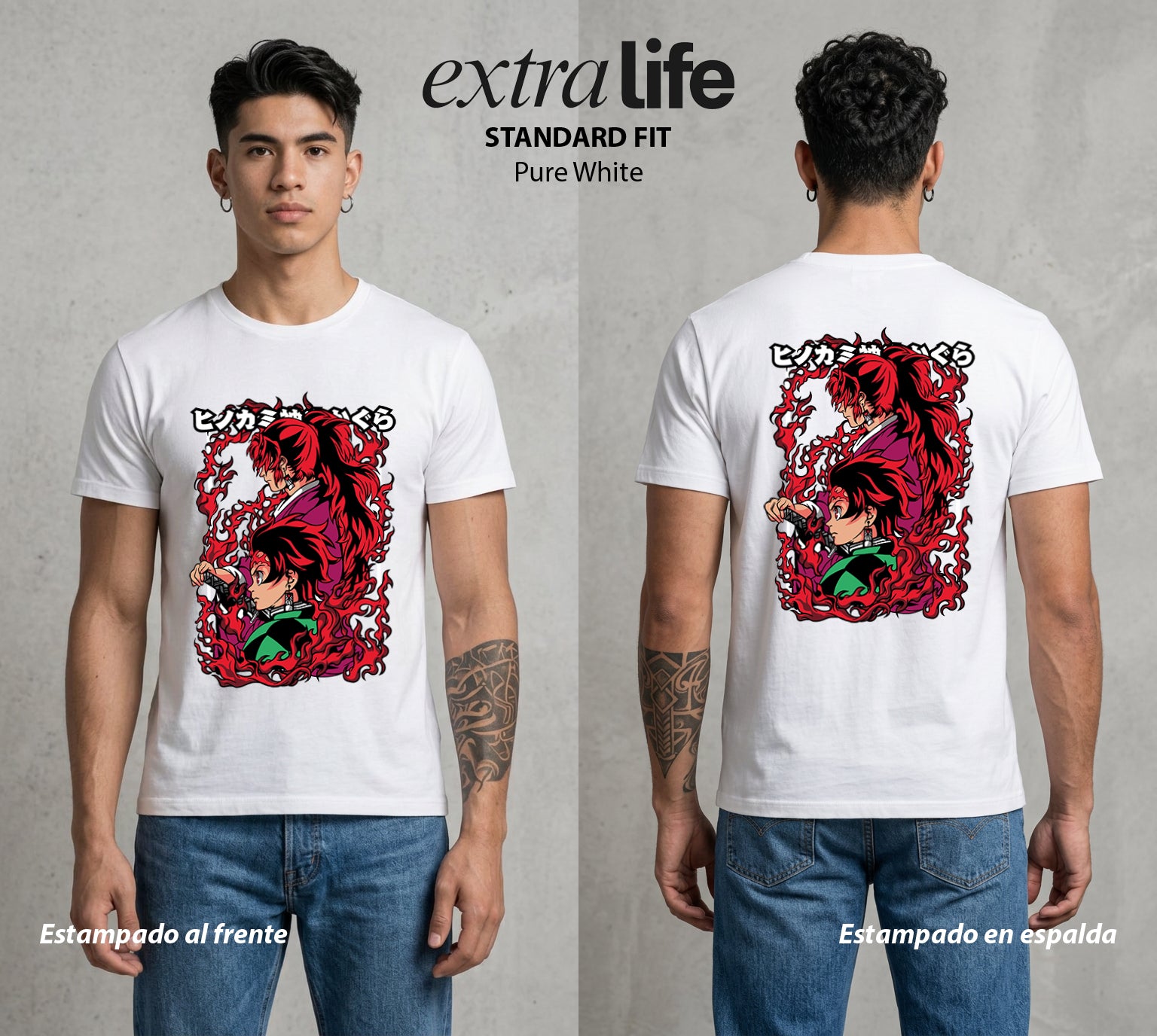 Cazadores de la Noche | La Respiracion del Sol #01235 - Playera Standard Fit | Pure White - Foto en modelo