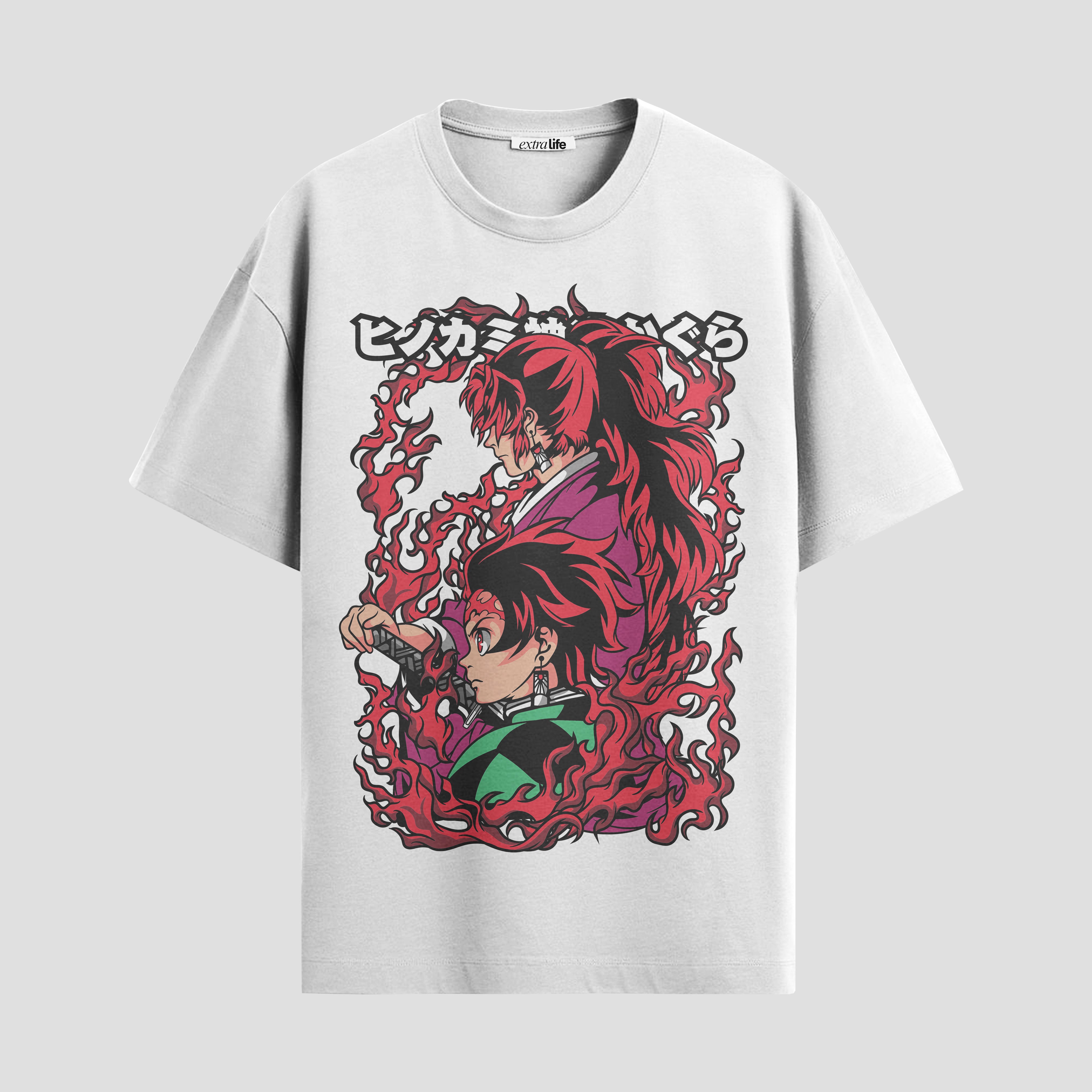 Playera urbana de anime y gaming ExtraLife MX, corte Standard Fit unisex ligero y transpirable en color Deep Black y Pure White, ropa de uso diario para gym y casual.