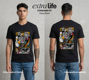 Cazadores de la Noche | Musica y Combate #01241 - Playera Standard Fit | Deep Black - Foto en modelo
