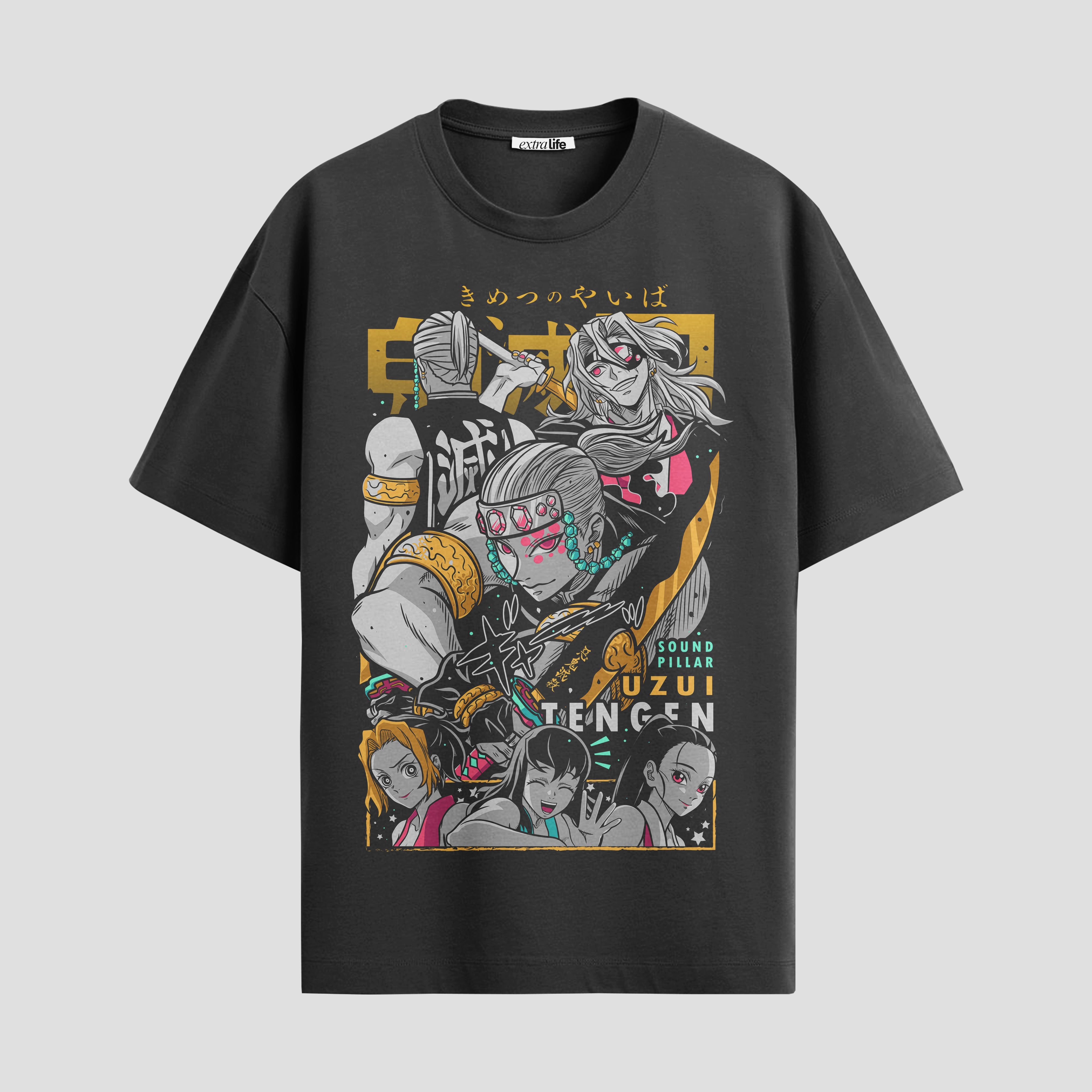 Playera urbana de anime y gaming ExtraLife MX, corte Standard Fit unisex ligero y transpirable en color Deep Black y Pure White, ropa de uso diario para gym y casual.