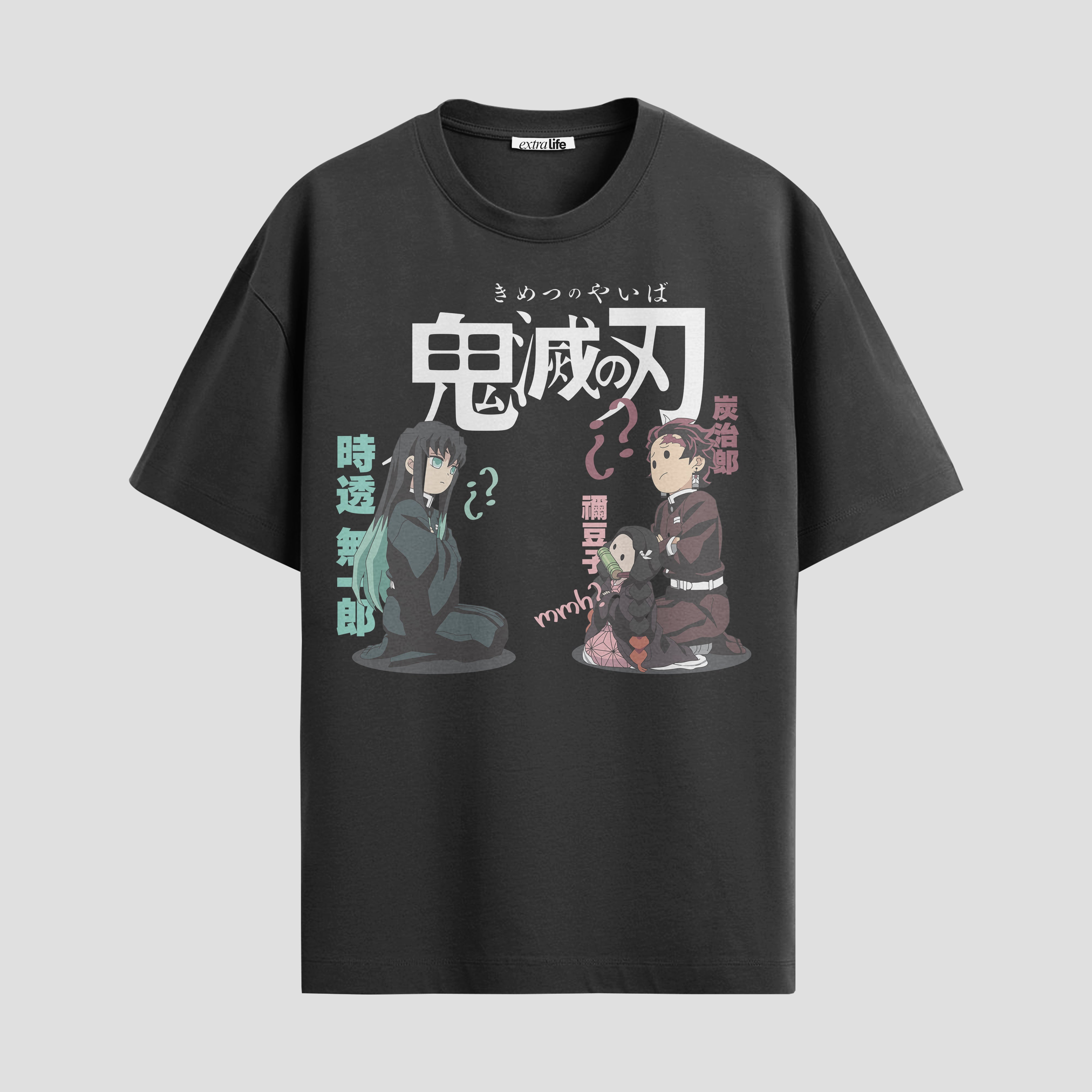 Playera urbana de anime y gaming ExtraLife MX, corte Standard Fit unisex ligero y transpirable en color Deep Black y Pure White, ropa de uso diario para gym y casual.