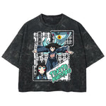 Playera streetwear premium de anime y gaming ExtraLife MX, corte boxy deluxe mineral wash heavyweight en color Acid Wash, moda urbana mexicana de culto.