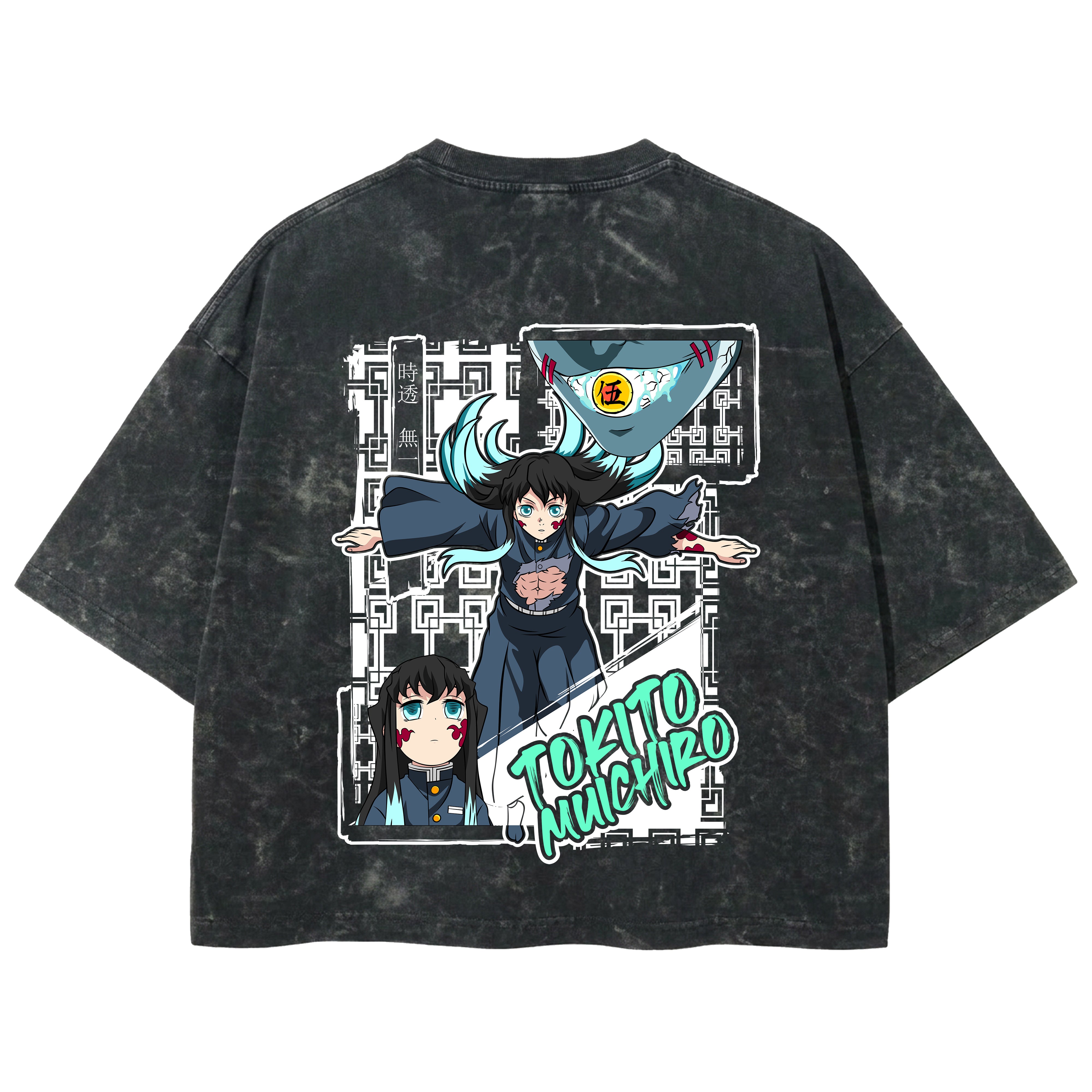 Playera streetwear premium de anime y gaming ExtraLife MX, corte boxy deluxe mineral wash heavyweight en color Acid Wash, moda urbana mexicana de culto.