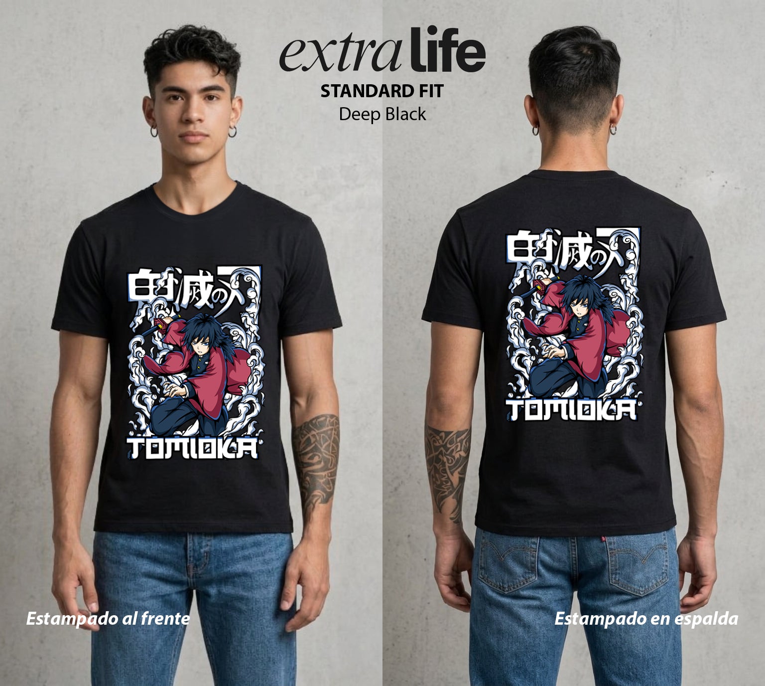 Cazadores de la Noche | Demon Slayer Tomioka #01247 - Playera Standard Fit | Deep Black - Foto en modelo