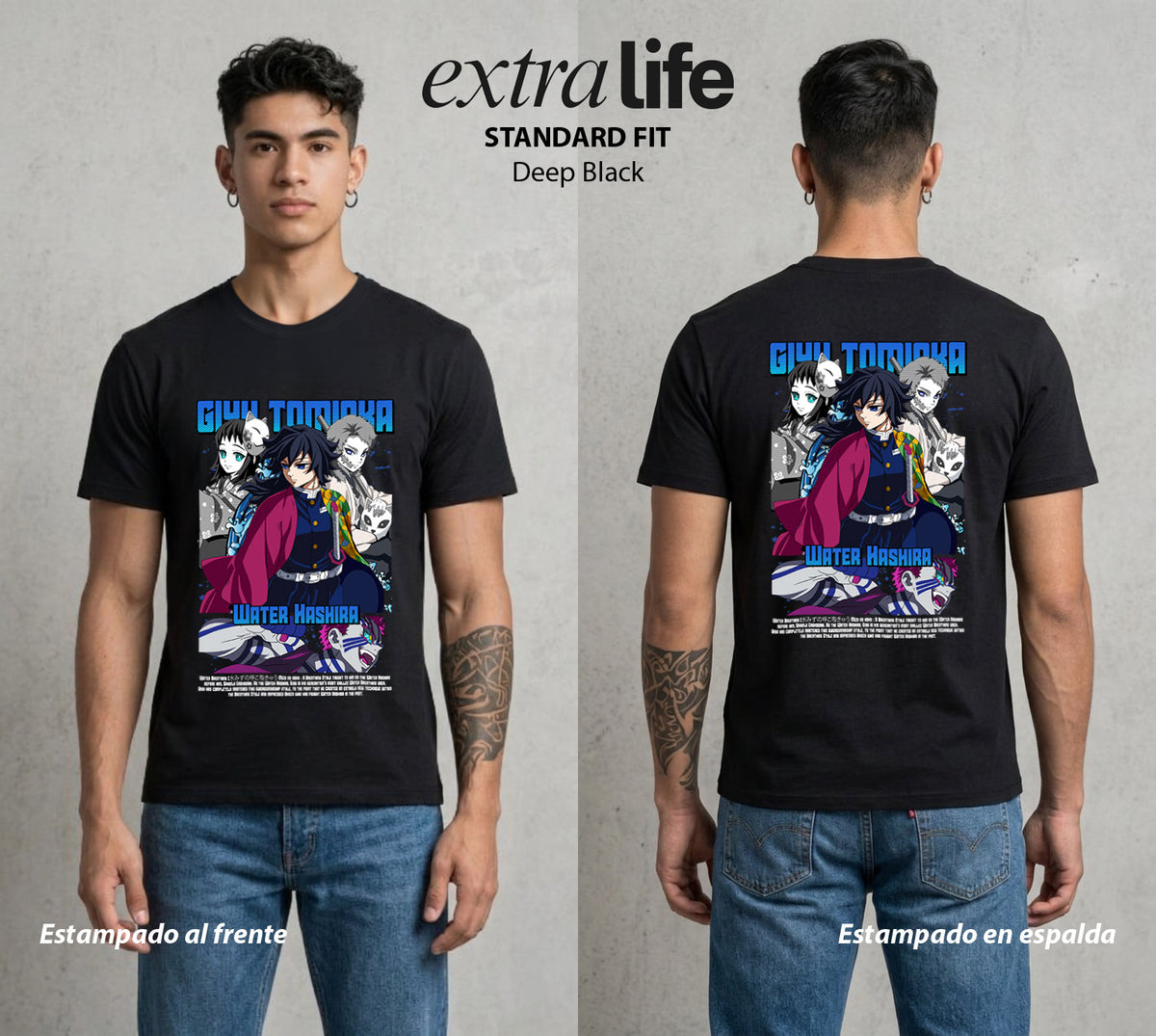 Cazadores de la Noche | Demon Slayer Tomioka #01250 - Playera Classic Premium | Deep Black - Foto en modelo