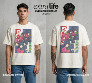 Cazadores de la Noche | Demon Slayer Tomioka #01255 - Playera Oversized Premium | Off White - Foto en modelo