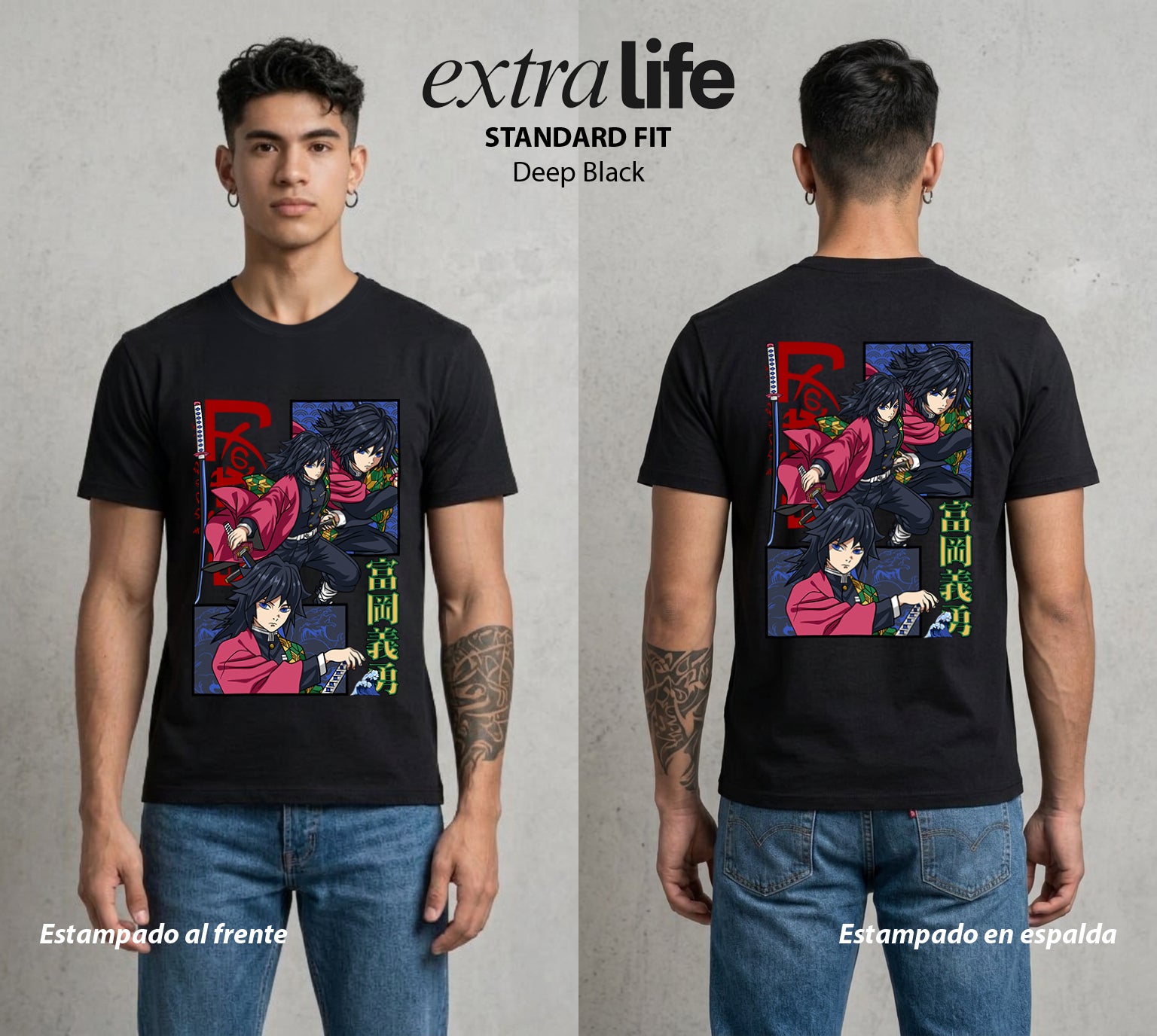 Cazadores de la Noche | Demon Slayer Tomioka #01255 - Playera Standard Fit | Deep Black - Foto en modelo