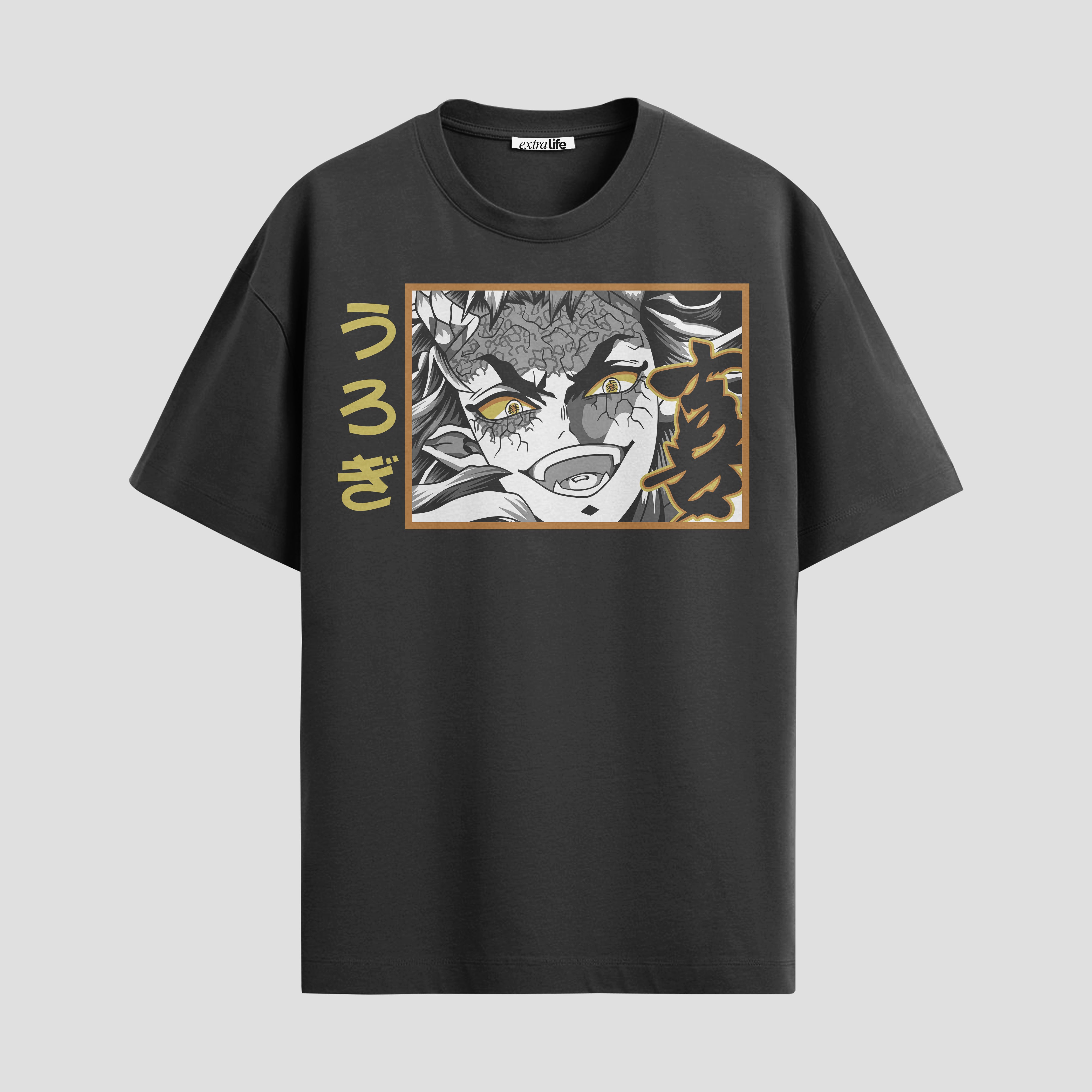 Playera urbana de anime y gaming ExtraLife MX, corte Standard Fit unisex ligero y transpirable en color Deep Black y Pure White, ropa de uso diario para gym y casual.