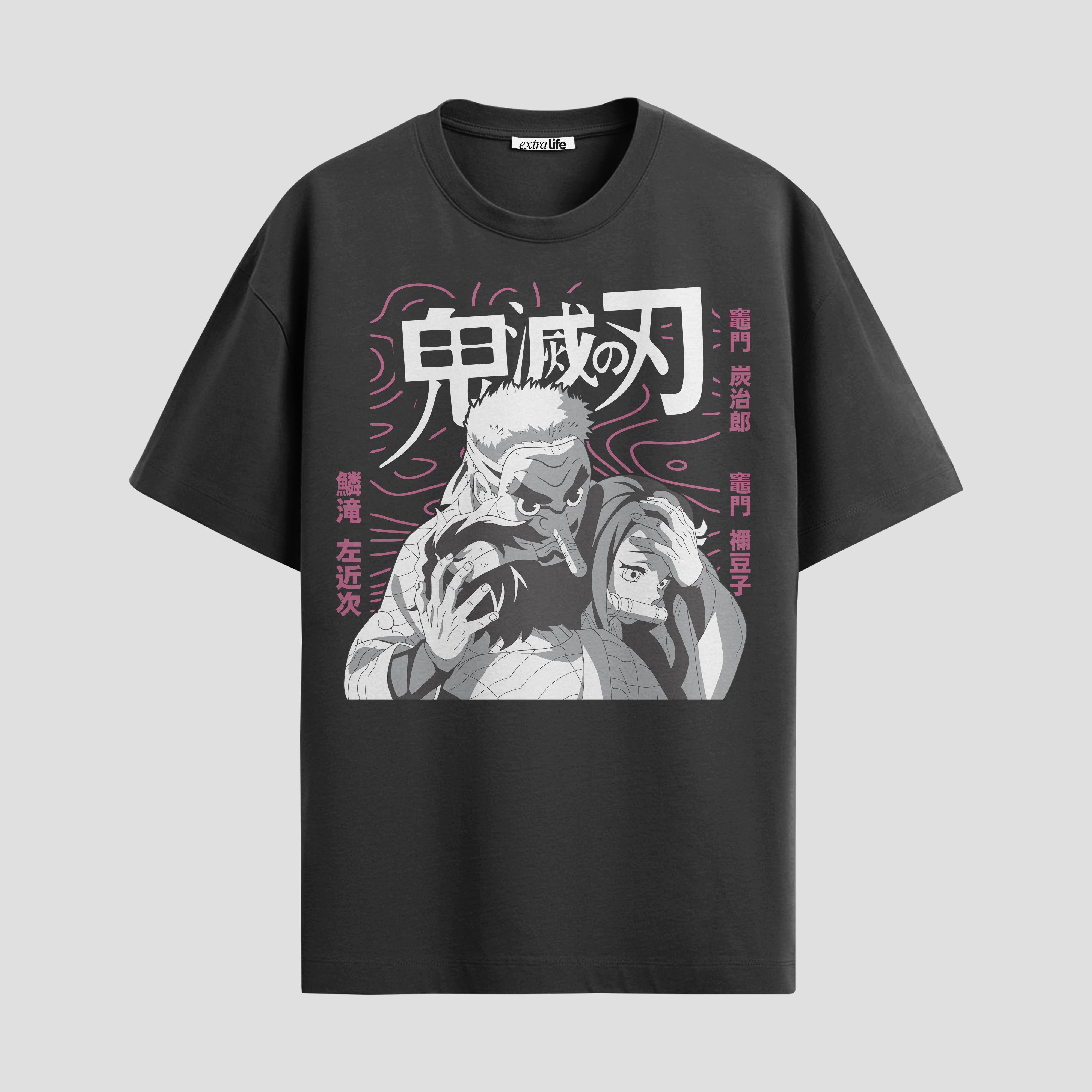 Playera urbana de anime y gaming ExtraLife MX, corte Standard Fit unisex ligero y transpirable en color Deep Black y Pure White, ropa de uso diario para gym y casual.