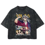 Playera streetwear premium de anime y gaming ExtraLife MX, corte boxy deluxe mineral wash heavyweight en color Acid Wash, moda urbana mexicana de culto.