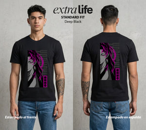 Cazadores de la Noche | La Respiracion del Sol #01265 - Playera Standard Fit | Deep Black - Foto en modelo