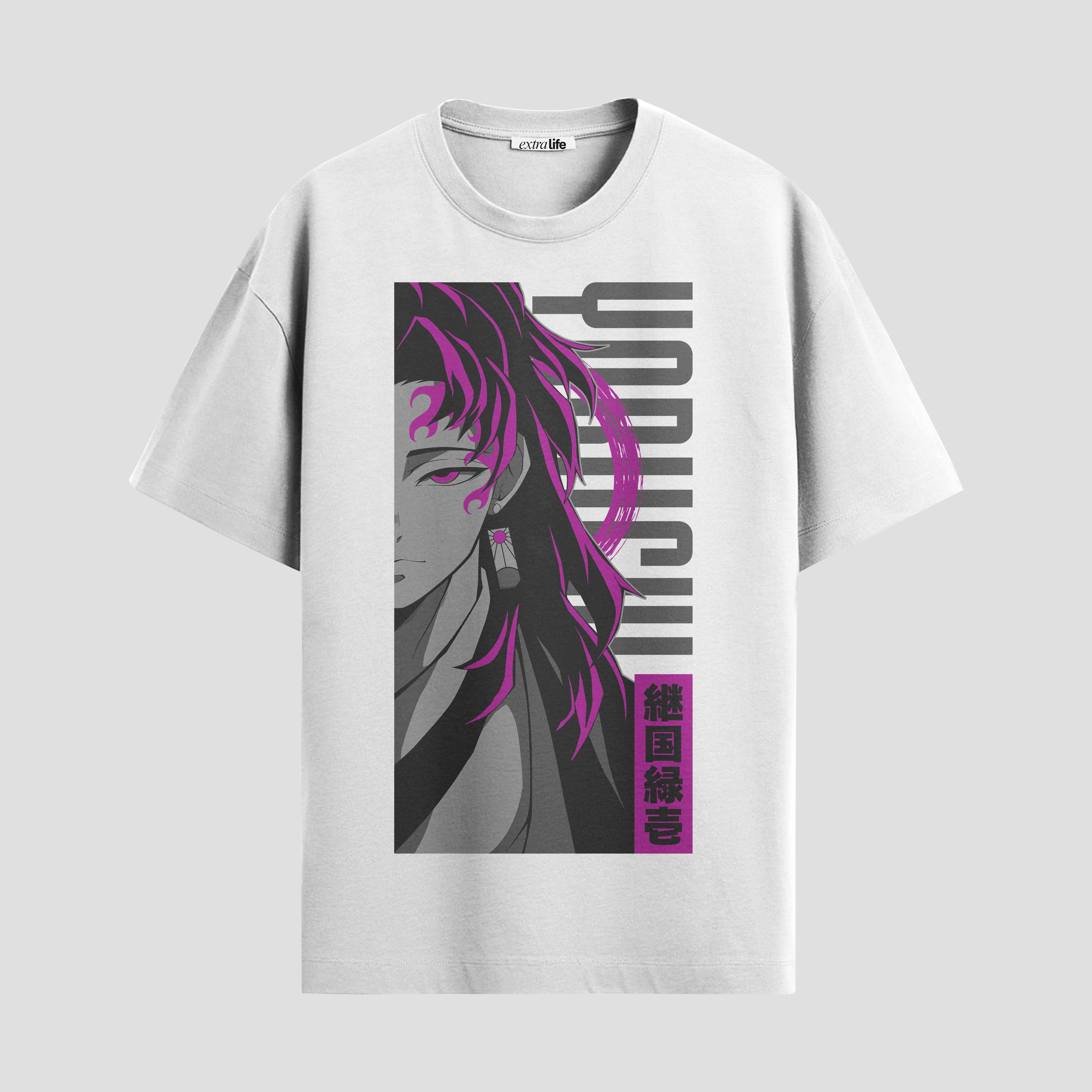 Playera urbana de anime y gaming ExtraLife MX, corte Standard Fit unisex ligero y transpirable en color Deep Black y Pure White, ropa de uso diario para gym y casual.