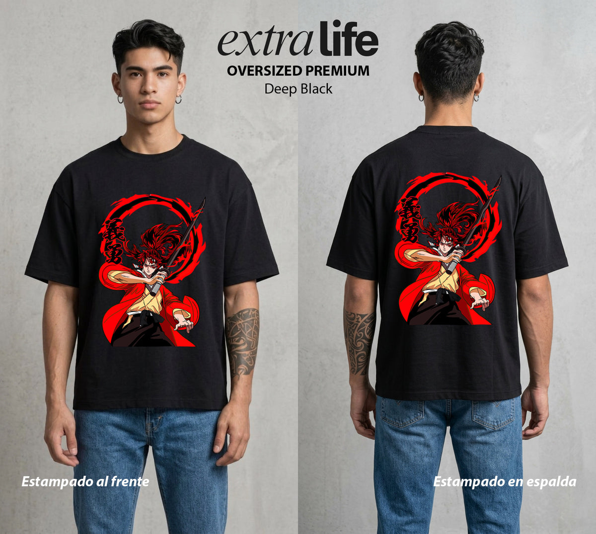 Cazadores de la Noche | El Mas Poderoso del Origen #01266 - Playera Oversized Premium | Deep Black - Foto en modelo